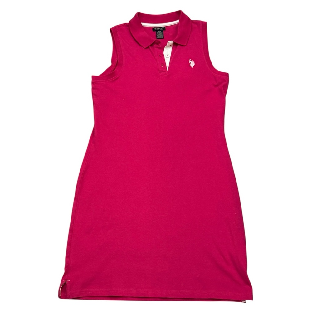 U.S. Polo Assn. Sleeveless Polo Dress in Hot Pink with White Logo